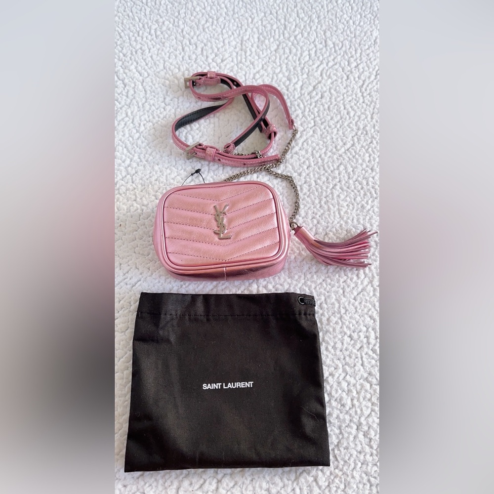 SAINT LAURENTYSL Metallic Calfskin Matelasse Monogram Baby Lou Camera Bag - Picture 16 of 16